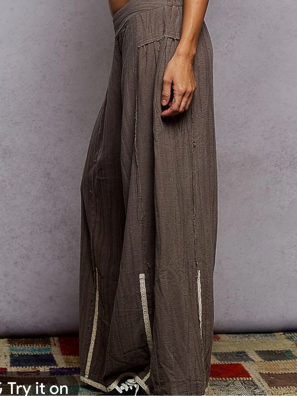 POL Wide Leg Lounge Pants in Chocolate Brown - Picture 2 of 2